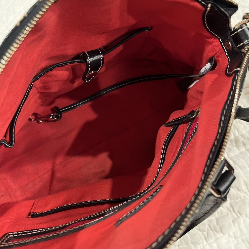 Dooney & Bourke Black Satchel with Playful Chain Design - Picture 4 of 5